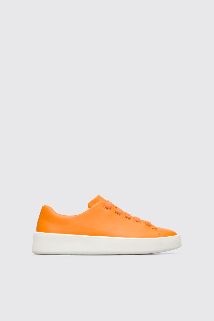 Side view of Courb Women's orange sneaker