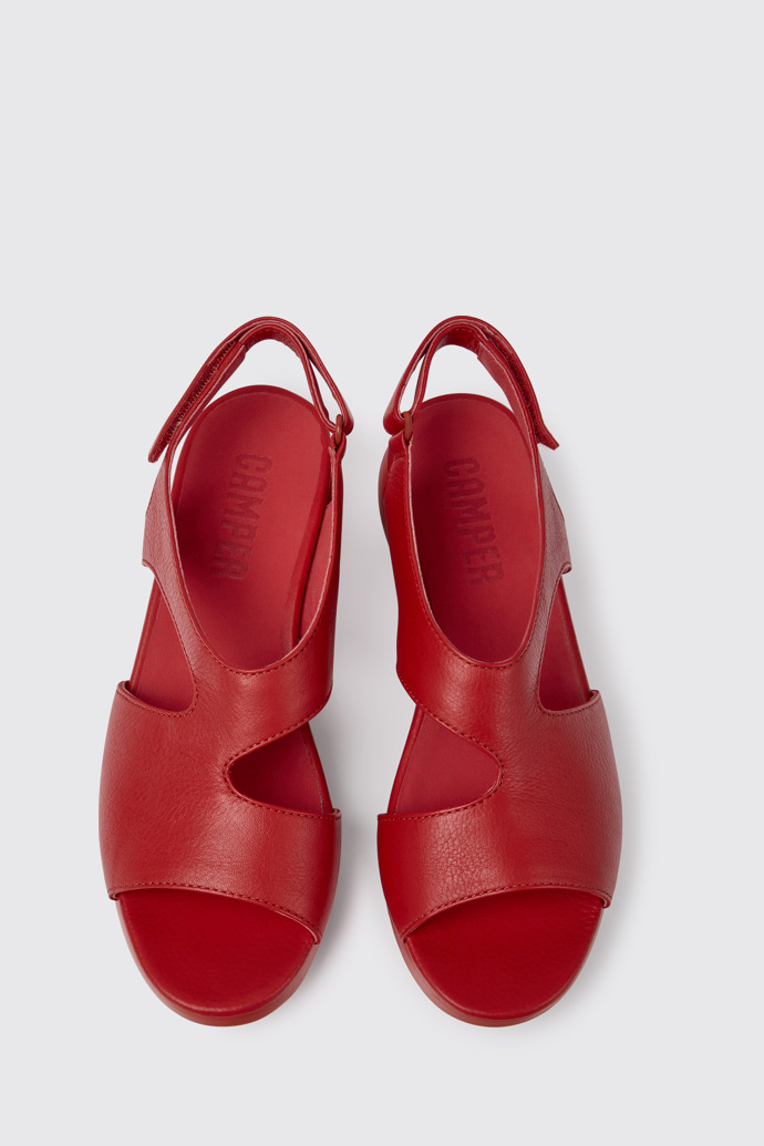 Overhead view of Balloon Red leather sandals for women