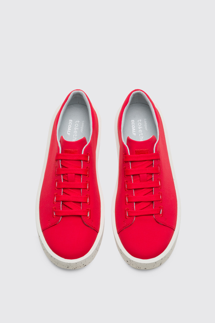 Overhead view of Courb Women's red sneaker