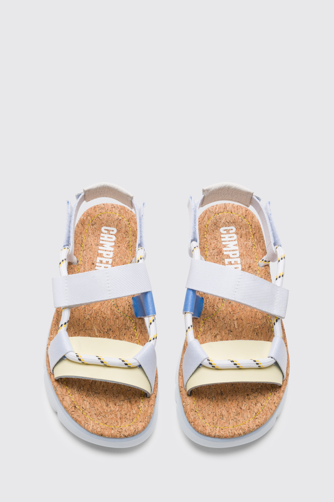 Overhead view of Oruga Multicoloured velcro sandal for women