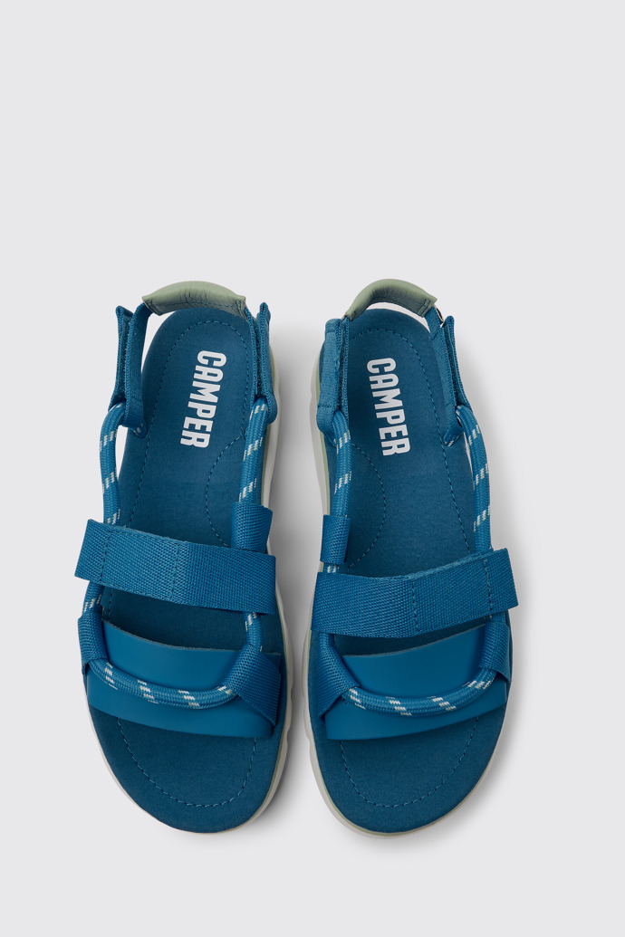 Oruga Sandalias de piel azules y verdes para mujer
