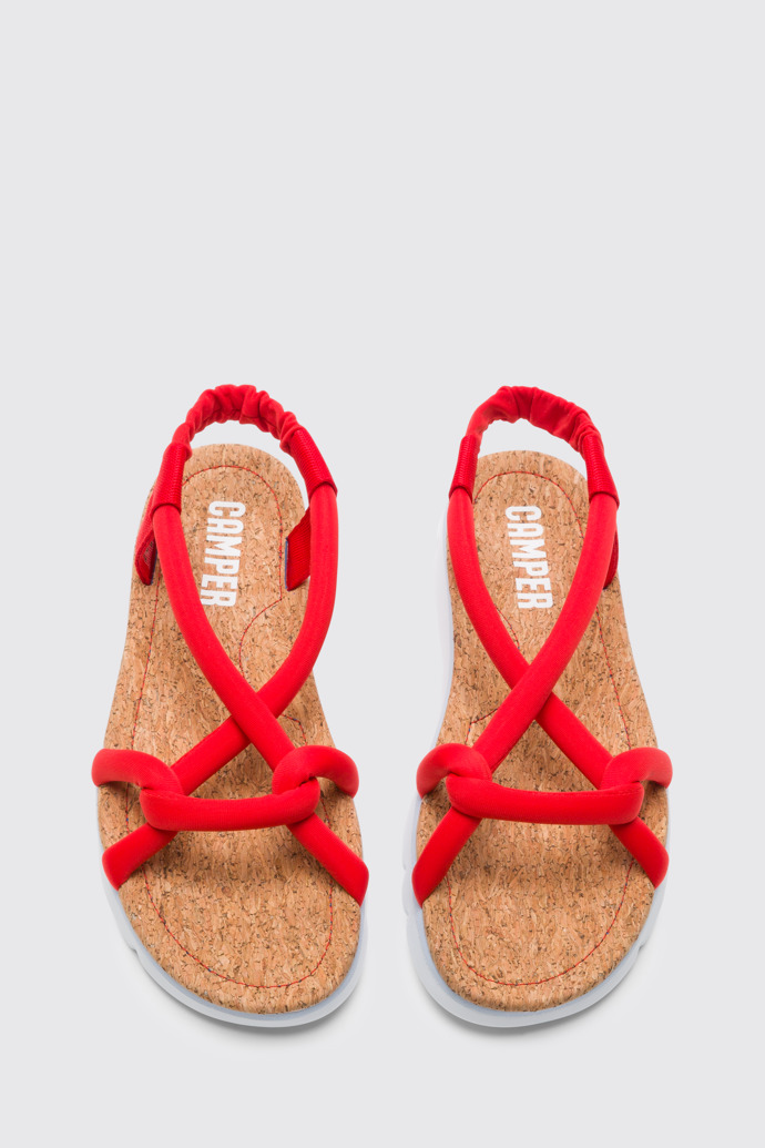 Overhead view of Oruga Red sandal for women