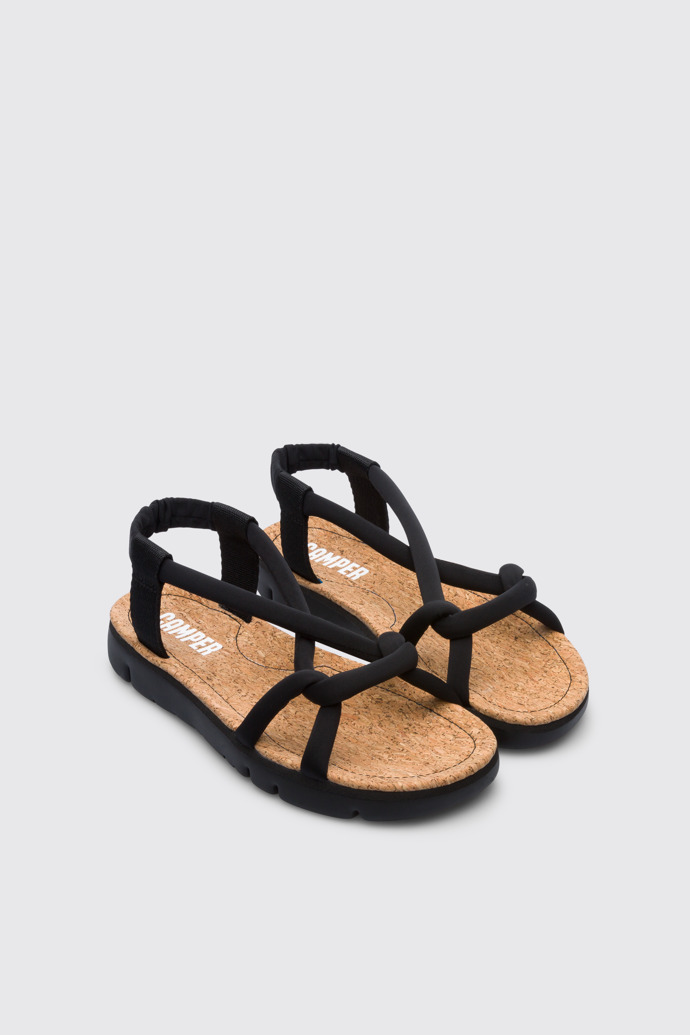 Front view of Oruga Black sandal for women