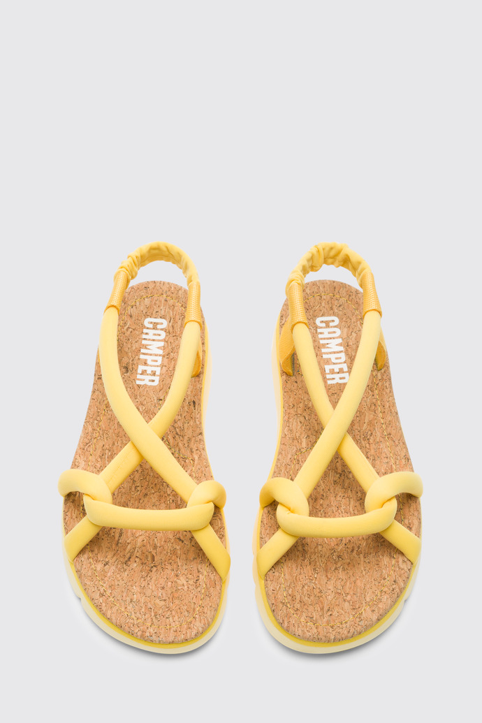 Overhead view of Oruga Yellow sandal for women
