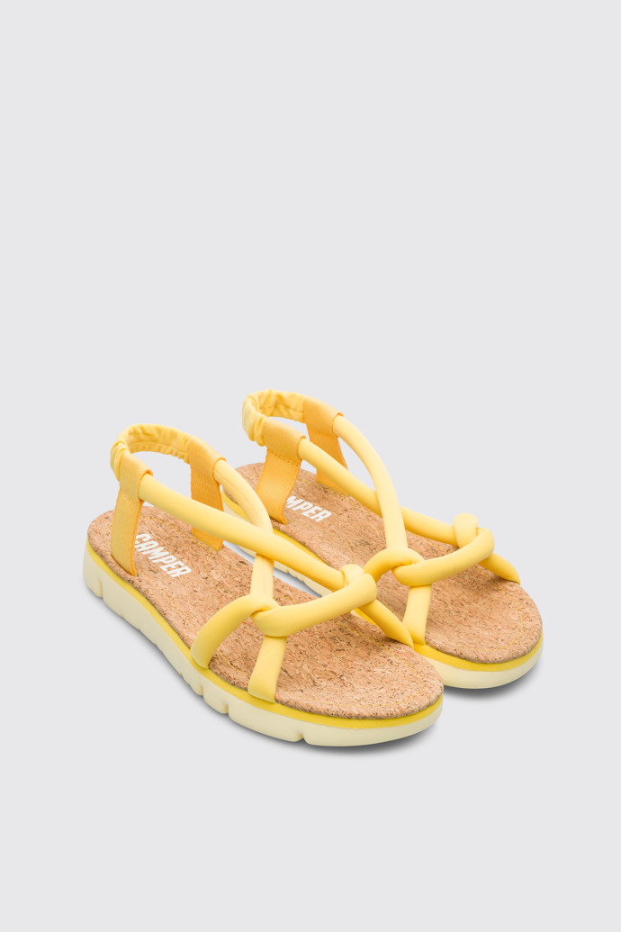 Front view of Oruga Yellow sandal for women