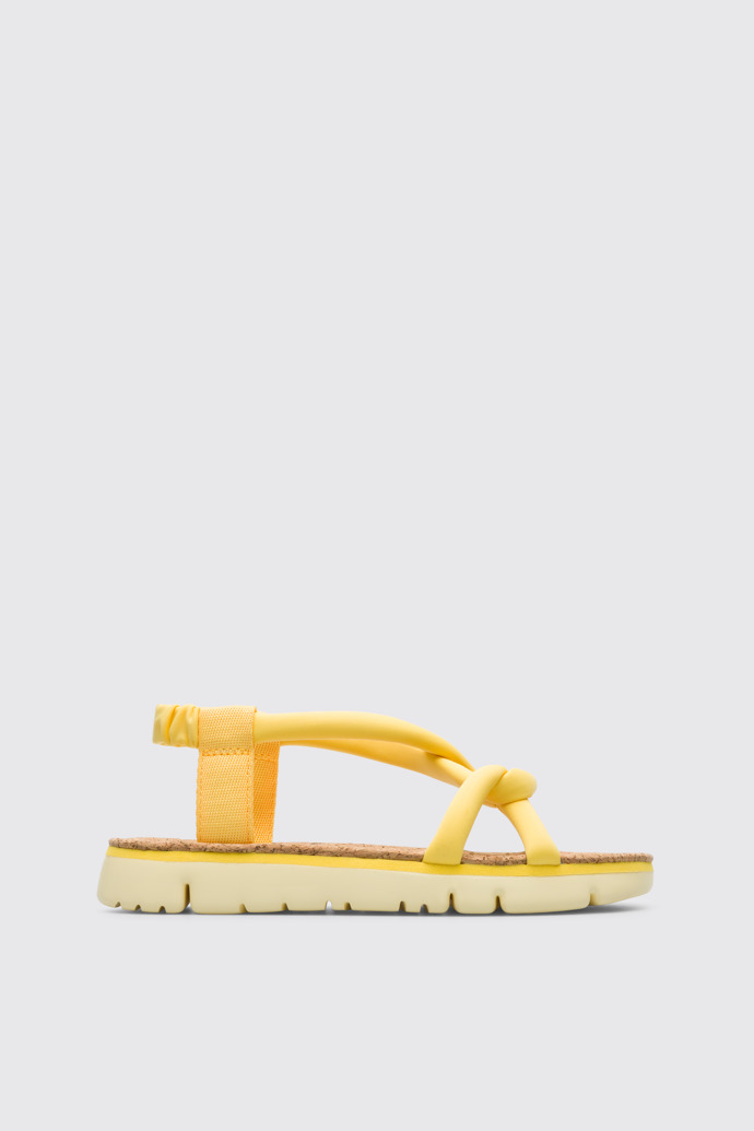 Side view of Oruga Yellow sandal for women