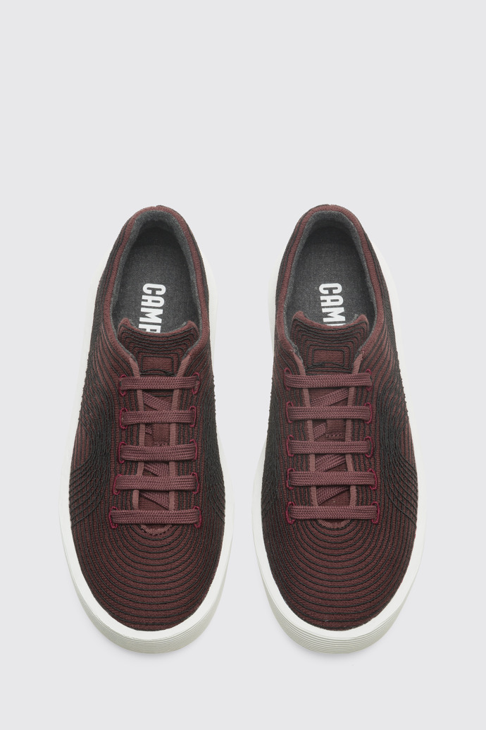 Overhead view of Courb Burgundy sneaker for women