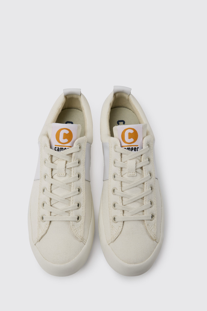 Overhead view of Imar White leather sneakers for women