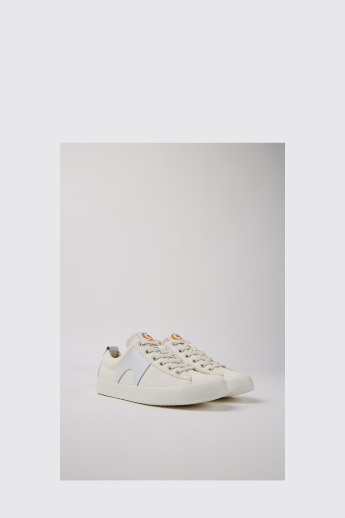 Front view of Imar White leather sneakers for women