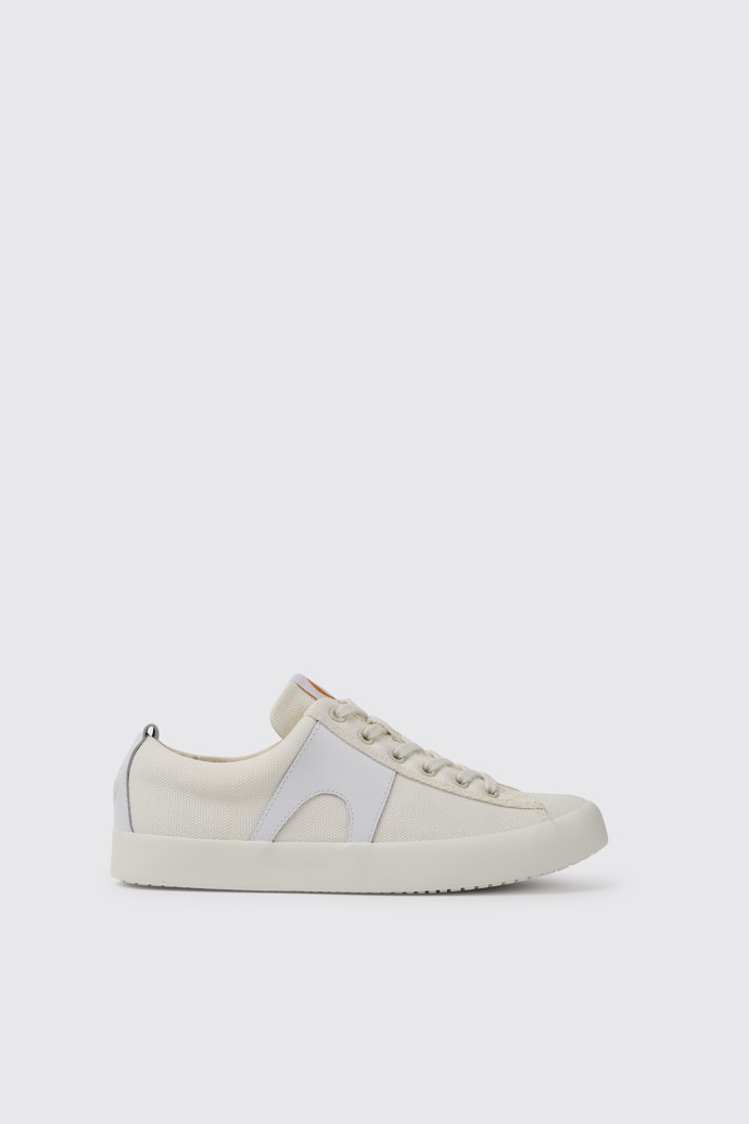 Side view of Imar White leather sneakers for women