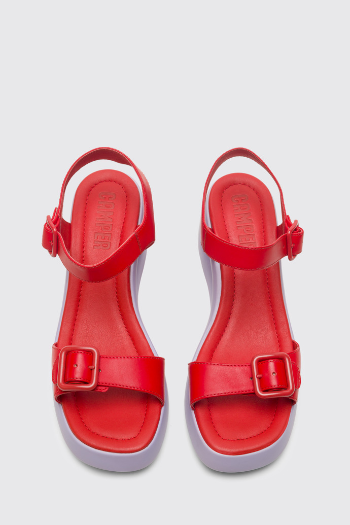 Overhead view of Kaah Red sandal for women