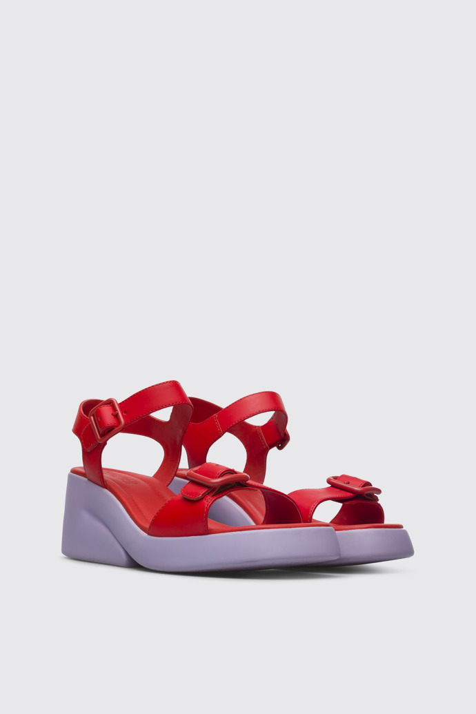 Front view of Kaah Red sandal for women