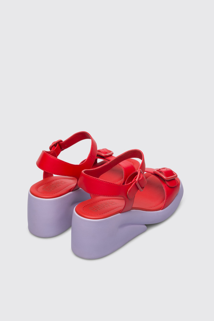 Back view of Kaah Red sandal for women