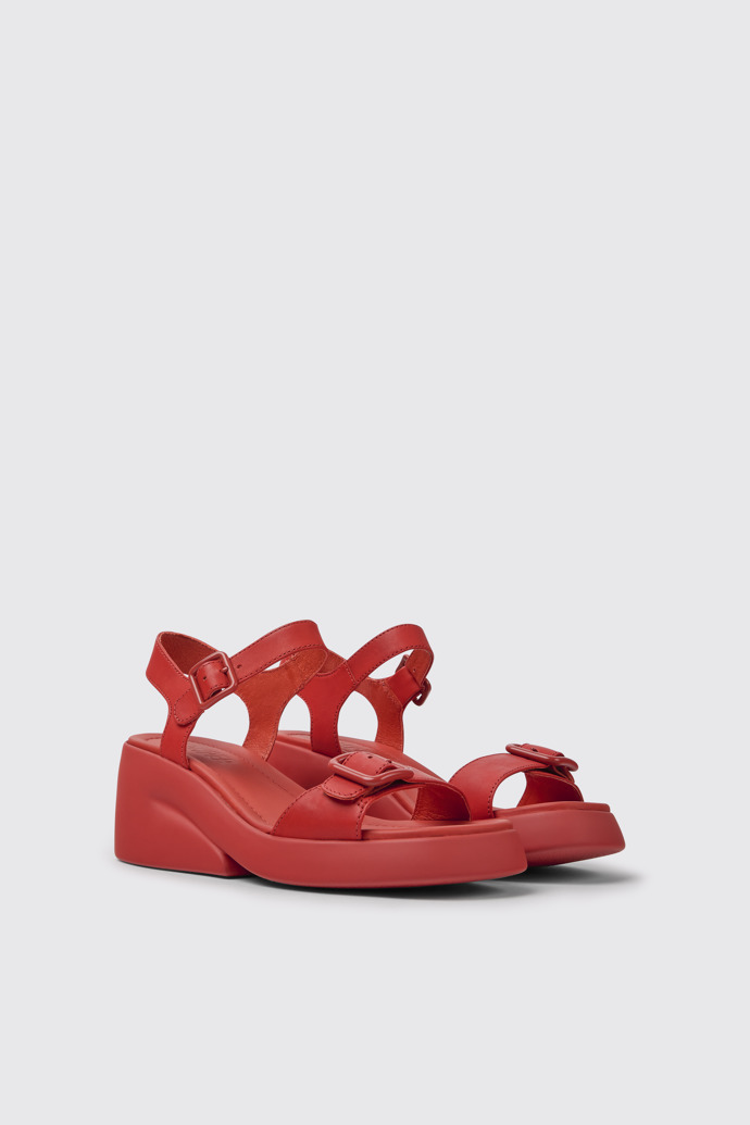 Kaah Sandalias de piel rojas para mujer