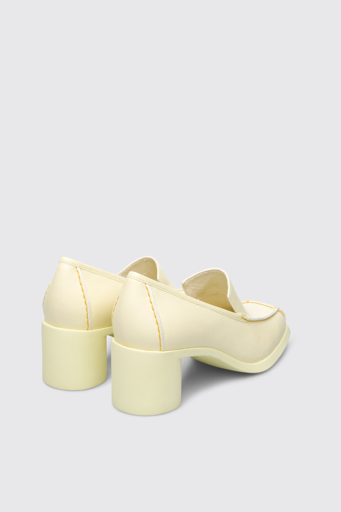 Back view of Meda Yellow moccasin with heel for women