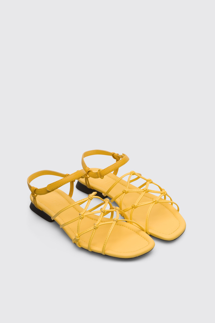 Front view of Casi Myra Yellow sandal for women