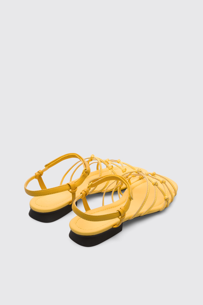 Back view of Casi Myra Yellow sandal for women