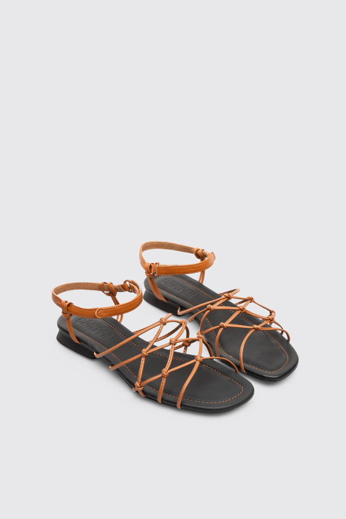 Front view of Casi Myra Brown sandal for women