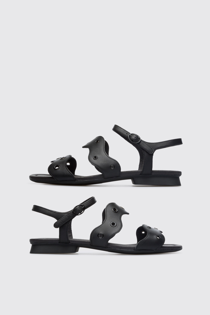 Side view of Twins Black TWINS sandal for women