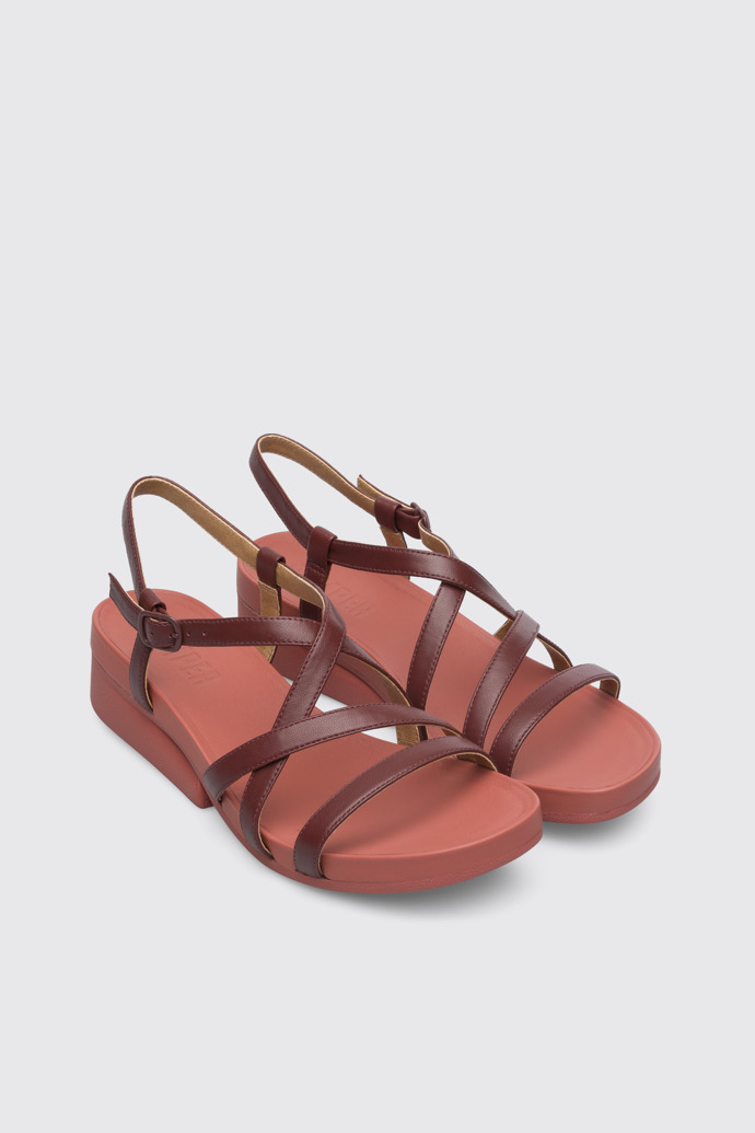 Front view of Minikaah Burgundy sandal for women