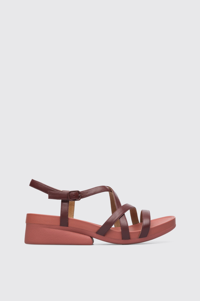 Side view of Minikaah Burgundy sandal for women