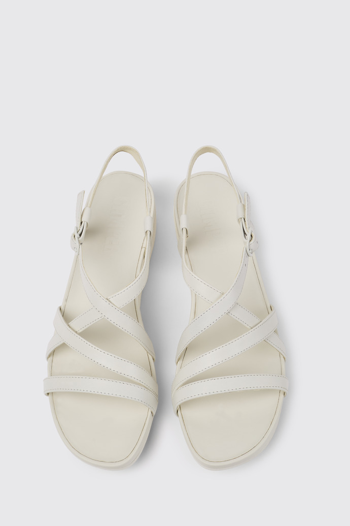 Overhead view of Minikaah White leather sandals for women