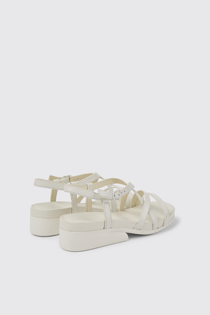 Back view of Minikaah White leather sandals for women