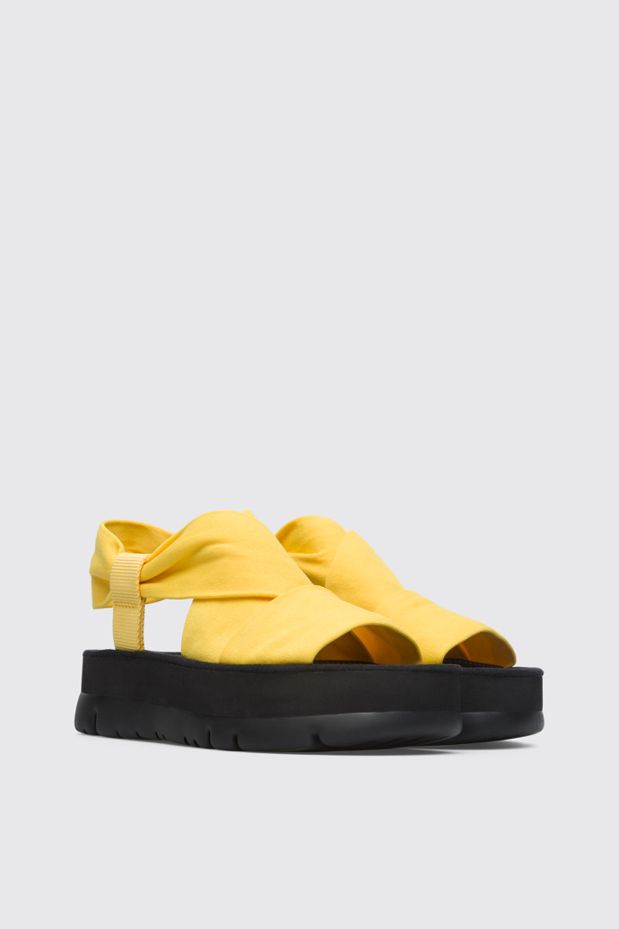 Front view of Oruga Up Yellow sailor knotted sandal for women