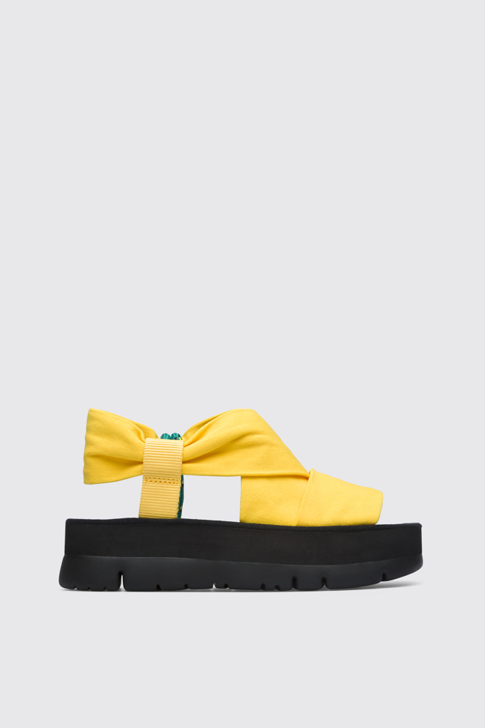 Side view of Oruga Up Yellow sailor knotted sandal for women