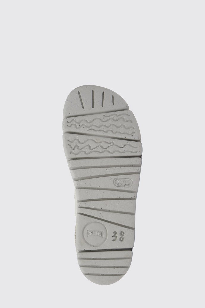 Oruga Up 女款白色和黑色皮革涼鞋鞋底