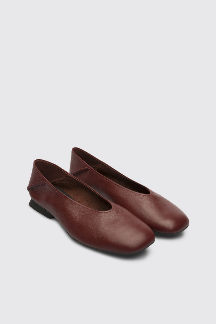 Front view of Casi Myra Burgundy ballerina for women