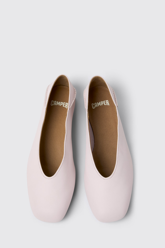 Overhead view of Casi Myra Pink Leather Ballerinas for Women.