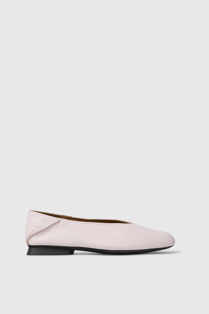Side view of Casi Myra Pink Leather Ballerinas for Women.