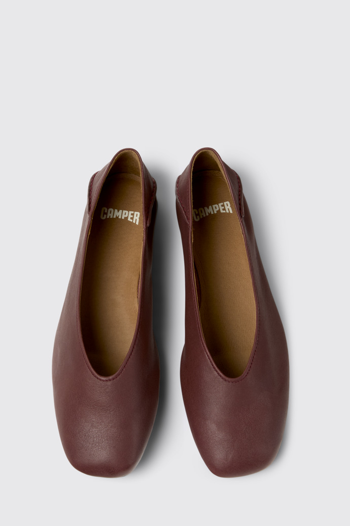 Casi Myra Ballerines en cuir bordeaux Pour femme.