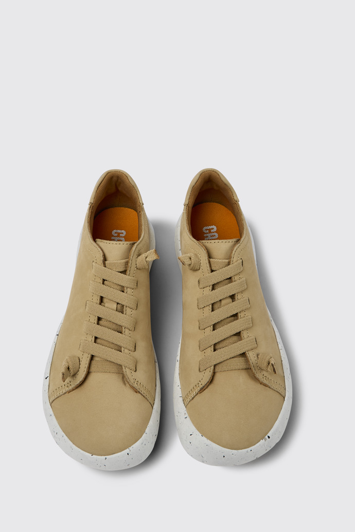 Overhead view of Peu Stadium Beige nubuck sneakers for women