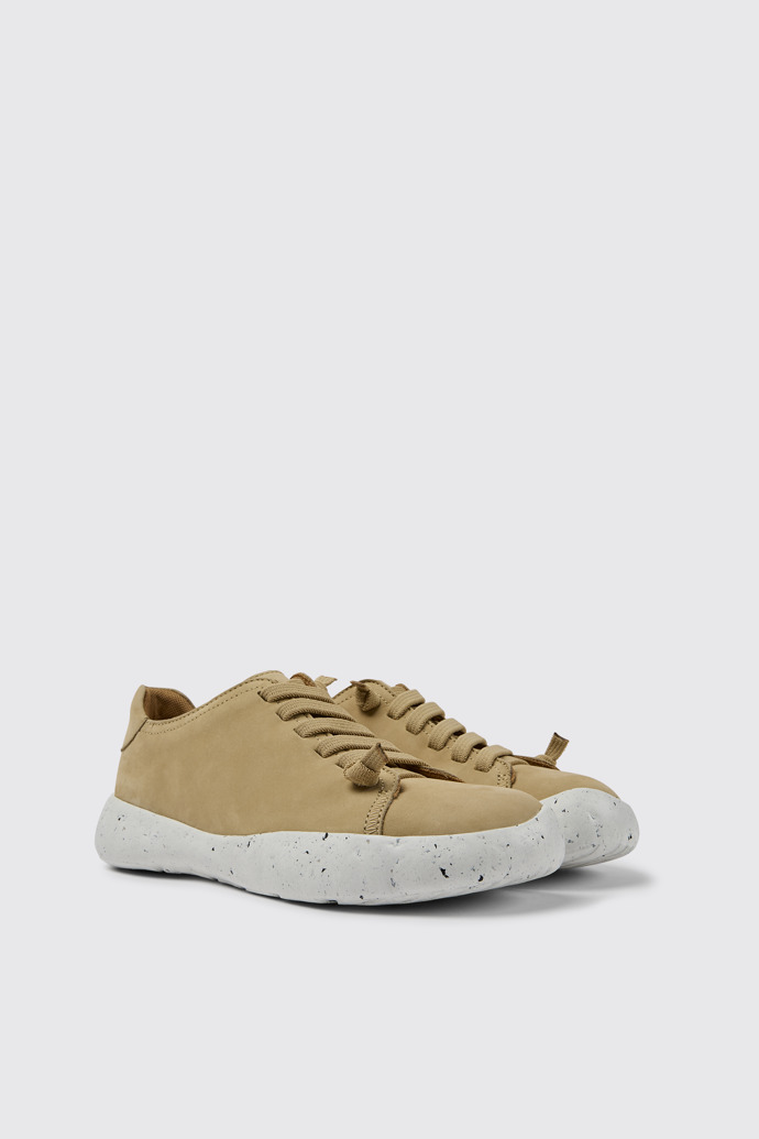 Front view of Peu Stadium Beige nubuck sneakers for women