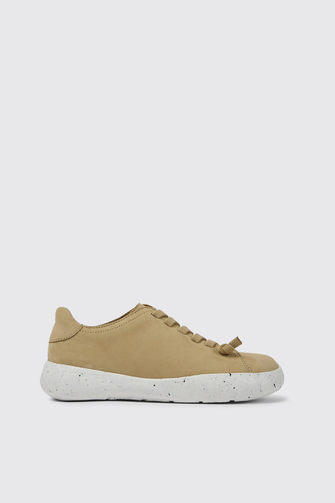 Side view of Peu Stadium Beige nubuck sneakers for women