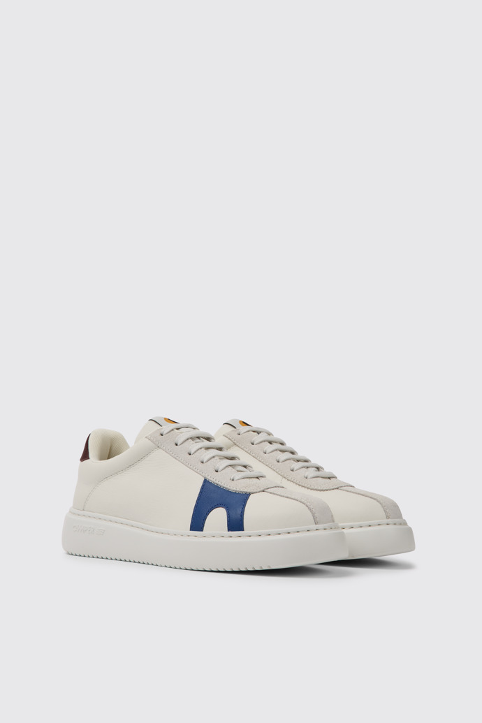 Front view of Twins White leather and suede women's sneakers