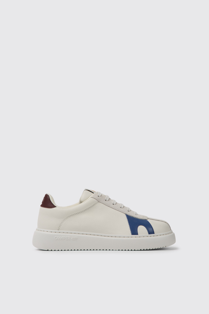 Side view of Twins White leather and suede women's sneakers