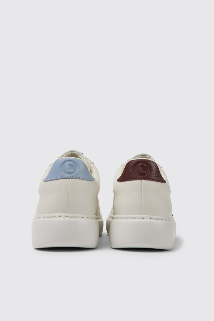 Back view of Twins White leather and suede women's sneakers