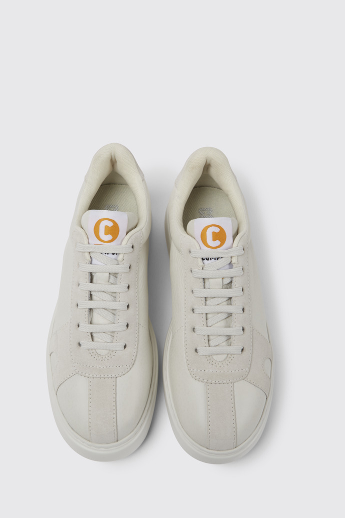 Overhead view of Runner K21 White non-dyed leather sneakers for women