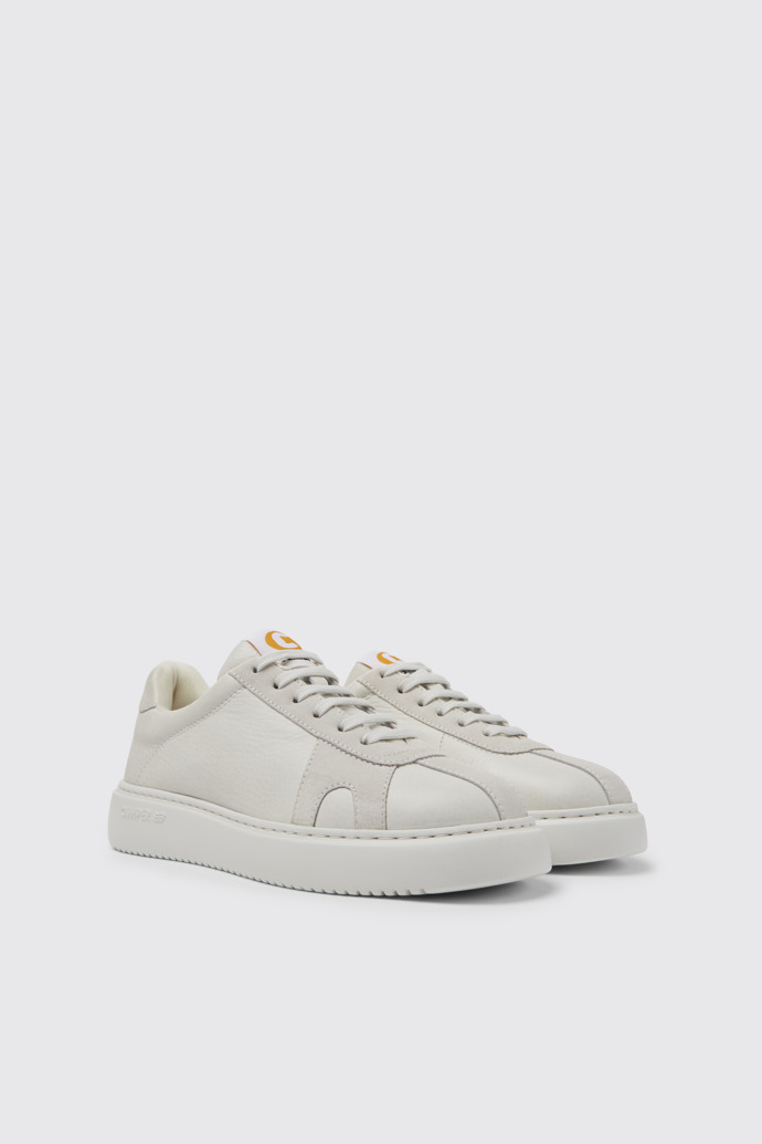 Front view of Runner K21 White non-dyed leather sneakers for women