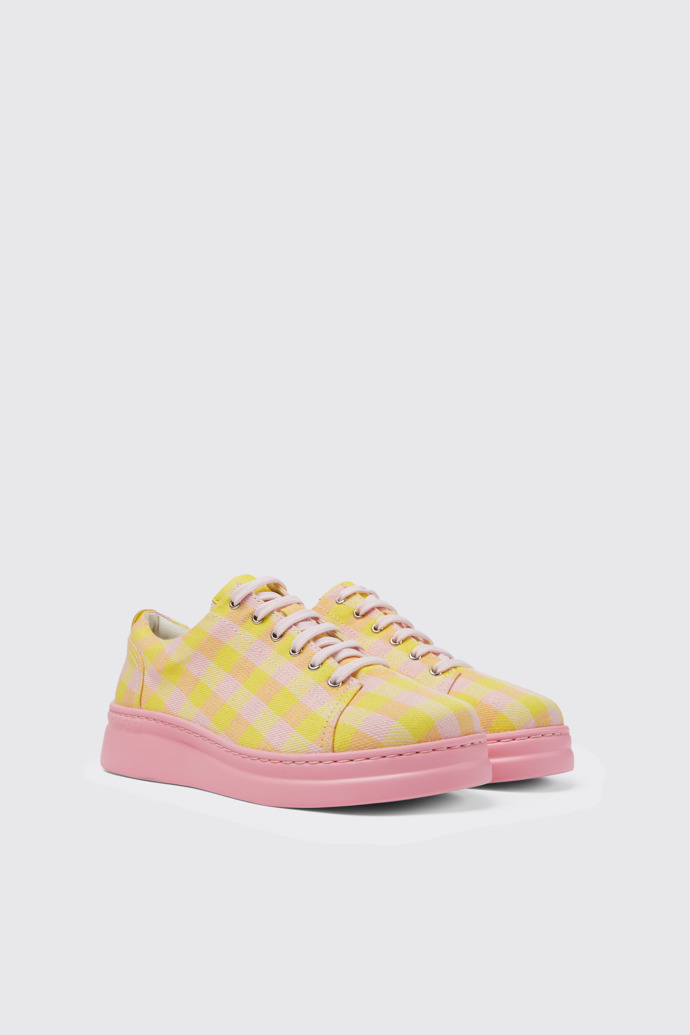 Runner Up Sneaker da donna in cotone riciclato gialla e rosa