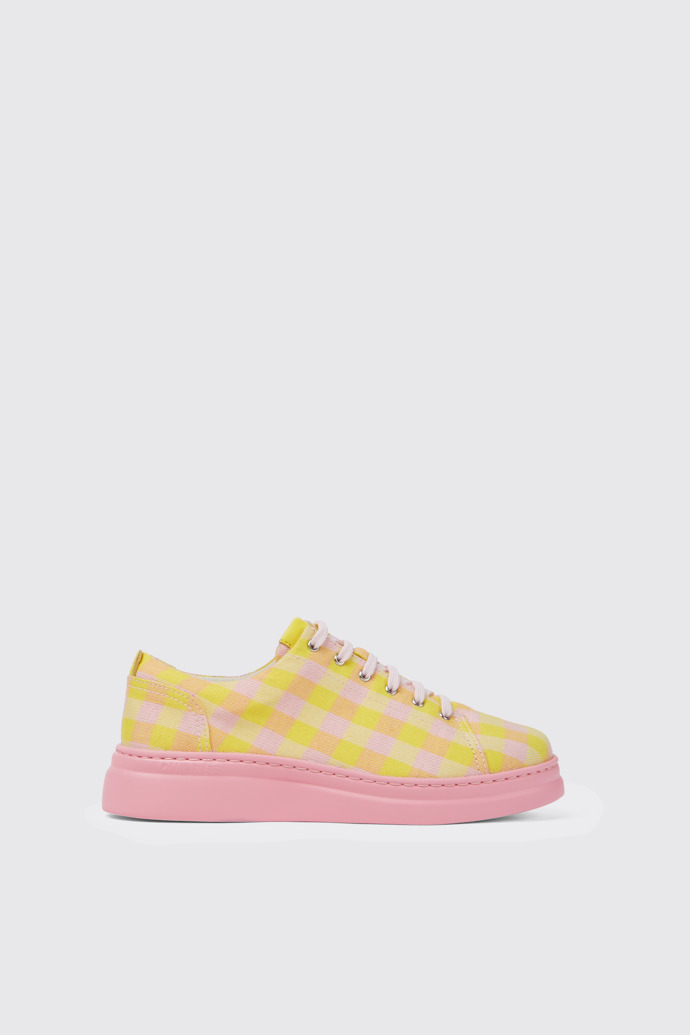 Runner Up Sneaker da donna in cotone riciclato gialla e rosa