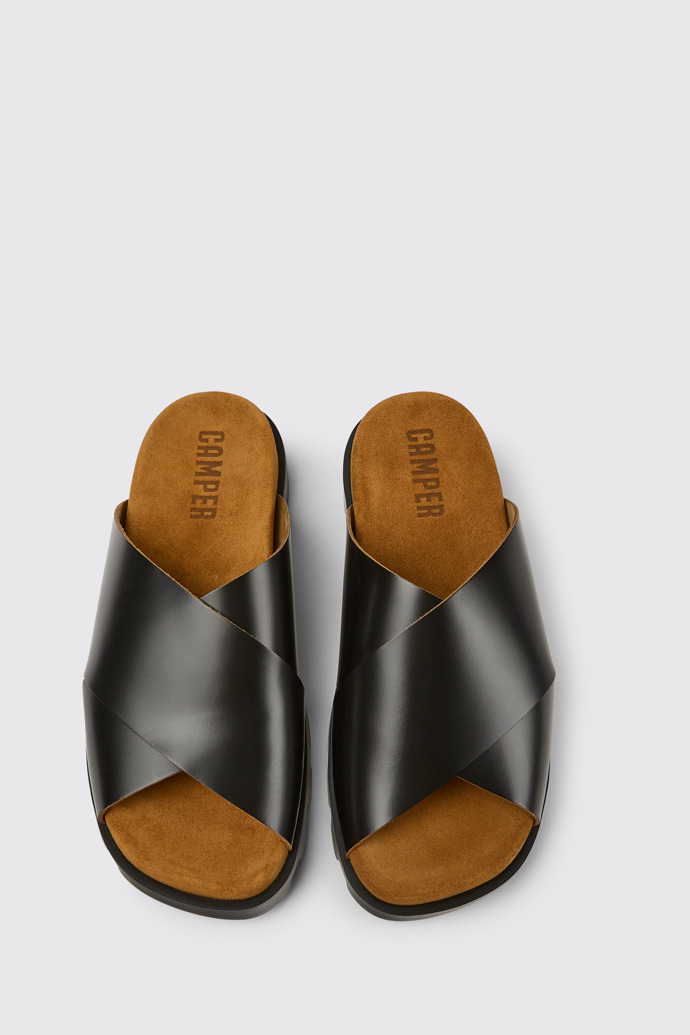 Overhead view of Brutus Sandal Black leather sandals for women