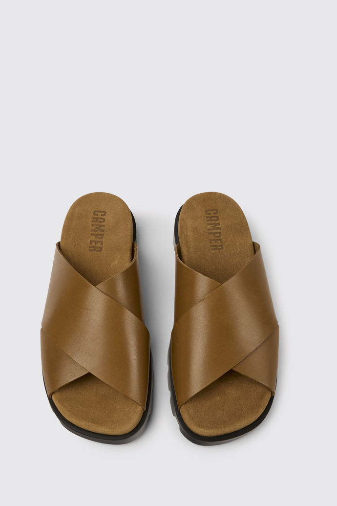 Overhead view of Brutus Sandal Brown leather sandals for women