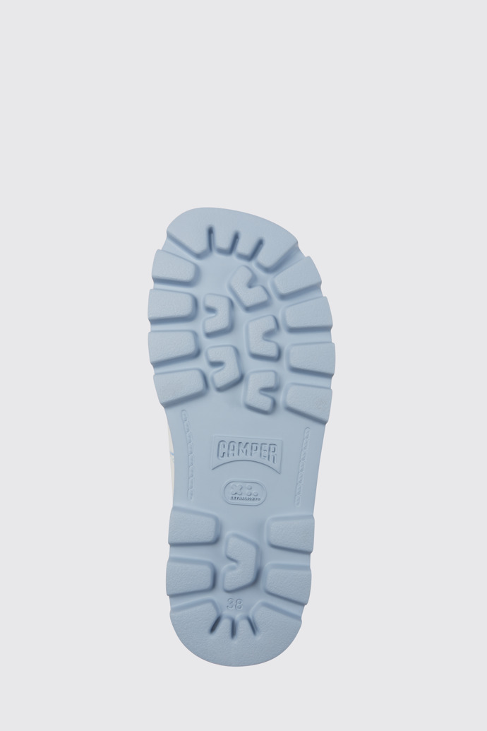 The sole of Brutus Sandal White and blue printed leather sandals for women