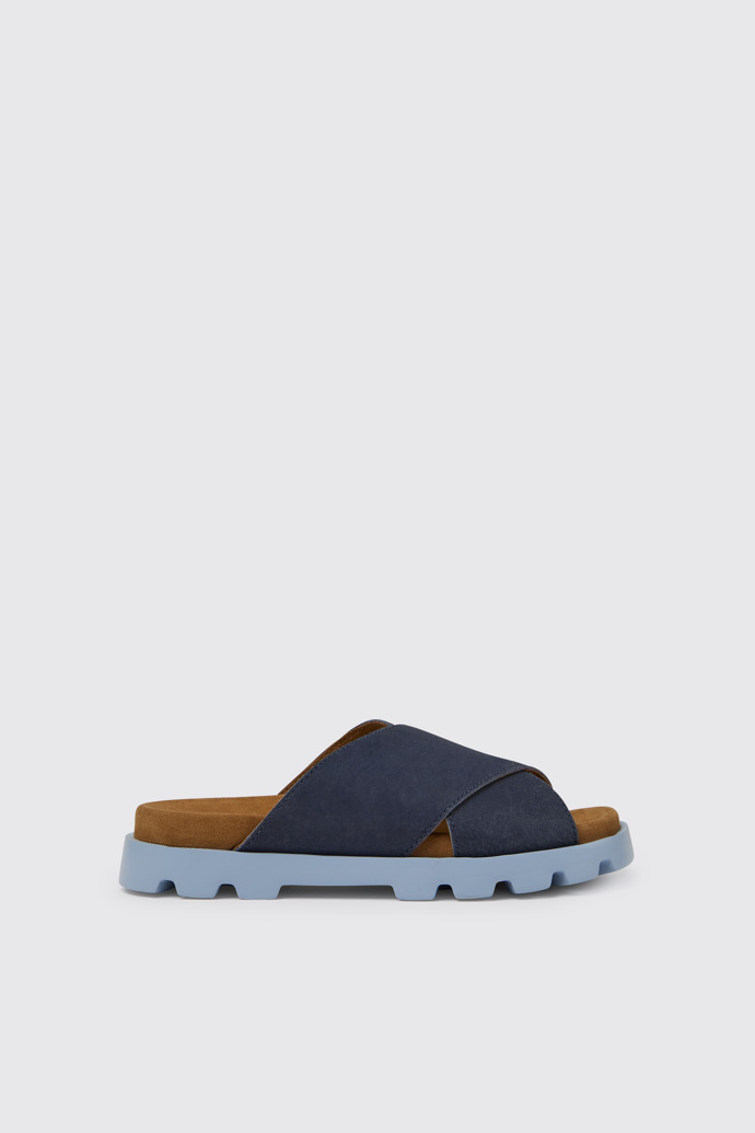 Side view of Brutus Sandal Blue women's sandals