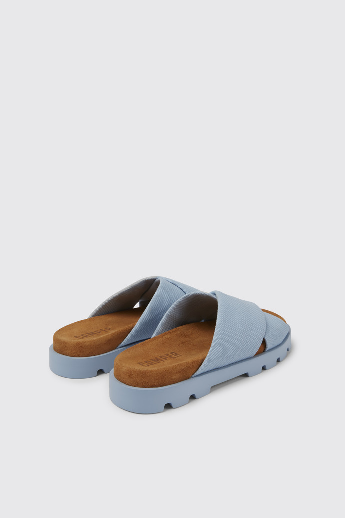 Back view of Brutus Sandal Light blue recycled cotton sandals for women
