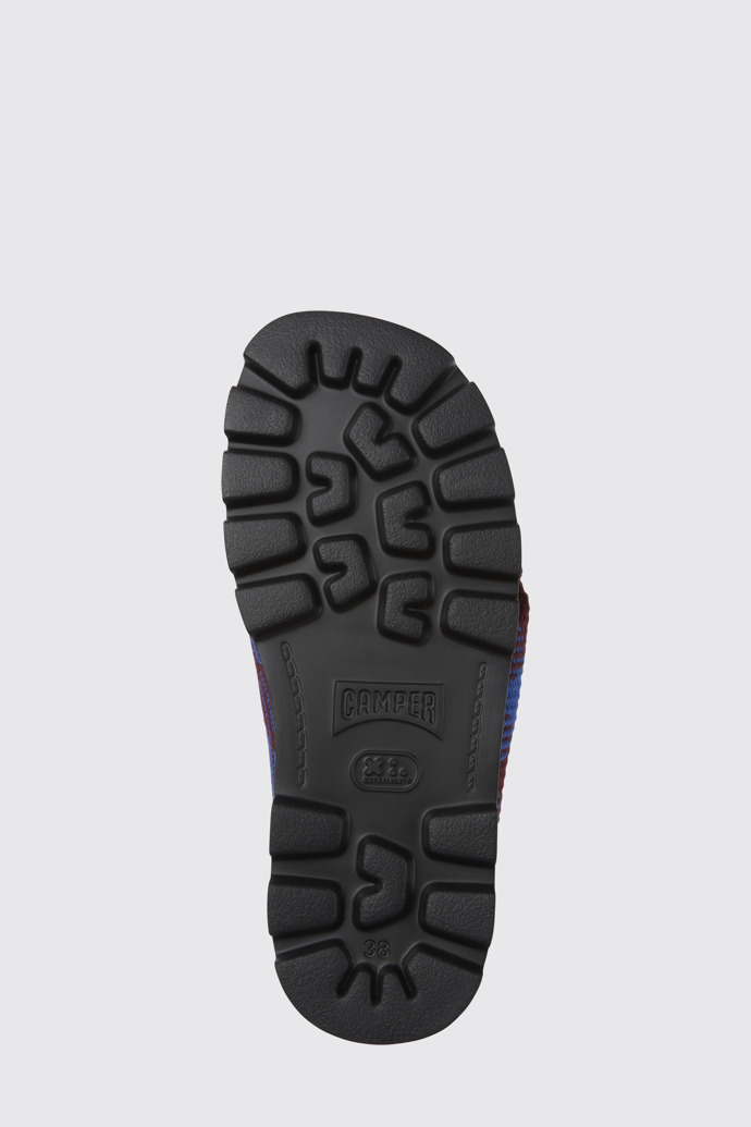 The sole of Brutus Sandal Blue and burgundy recycled cotton sandals for women